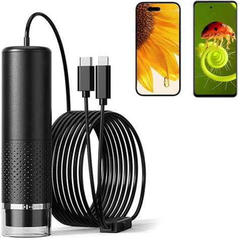 Colexy Mini Handy-Mikroskop, 10 bis 200X verstellbares Taschenmikroskop, digitales Mikroskop für Kinder, kompatibel mit Android und IOS