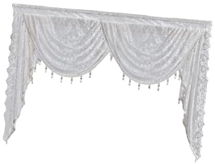 Baoblaze Mantovana a cascata design vintage design romantico traspirante elegante con nappe per tallone swag mantovana per il seminterrato del soggiorno, Larghezza 150 Cm