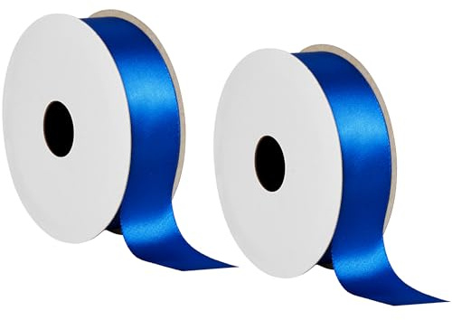 Offray 454006 7/8 Wide Single Face Satin Ribbon for Gift Wrapping, Decoration, and Crafts, Two Pack of 6-Yard Spools, Royal Blue
