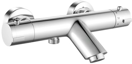 Thermostatic Bath Shower Mixer Tap Modern Bathtub Shower Bath Mixer Valve Anti Scald Tap, Thermostatic Exposed Shower Mixer Valve with Bath Filler Tap, Chrome