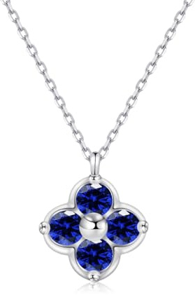 PHNIBIRD Kette Blau Saphir Kette 925 Sterling Silber Kette mit Saphir Stein September Geburtsstein Anhänger Schmuck für Frauen