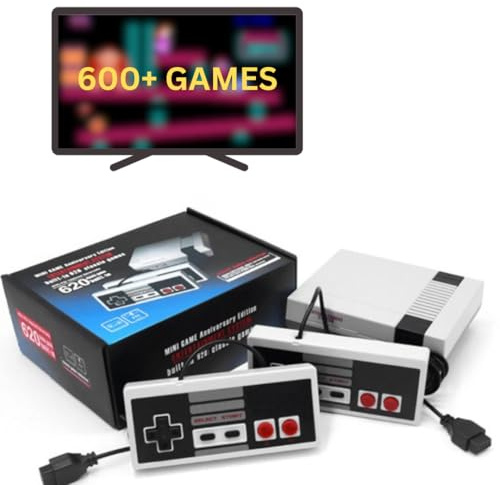 RetroSnap Console de jeu rétro – 620 jeux classiques, portable et télévision, manettes à 2 joueurs, système nostalgie 8 bits Plug & Play, Royaume-Uni