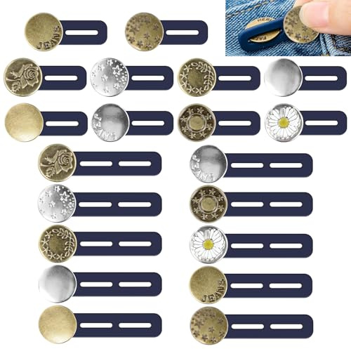 20 Pezzi Estensori Vita Pantaloni, Bottoni Regolabili, Estensioni Elastiche Perdi Bottone, Allargatore Estensione Bottoni Jeans per Uomo/Donna, Gravidanza, Quotidiano
