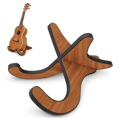 Ehanfus Supporto per Ukulele in Legno, Supporto Universale per Ukulele, Stand Ukuleles Pieghevole, Forma X Anti-Scivoloso per Ukuleles, Violino, Banjo, Mandolino, Accessori per Strumenti Musicali