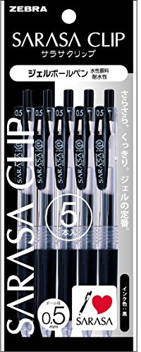 5 pezzi P-JJ15-BK5 Zebra Sarasa gel penna a sfera clip nero 0.5 (Giappone importazione)
