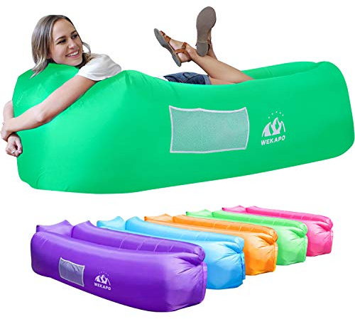 WEKAPO Inflatable Couch Air Lounger Chair - Camping & Beach Accessories, Portable Blow up Sofa for Hiking, Lawn, Indoor/Outdoor Movies & Music Festivals. Lightweight and Easy to Set Up Air Hammock