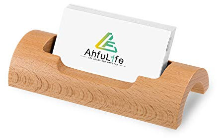 AhfuLife Visitenkartenhalter aus Holz, personalisierbar, für Schreibtisch, Holzkarten, Ständer für Büro, Zuhause, Weihnachten, Valentinstag, Abschlussgeschenk