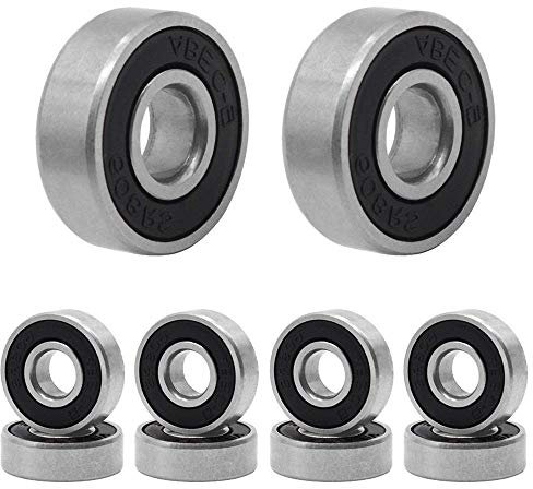 Skateboard Kugellager,608 RS Reibungsfreie Kugellager Longboard Roller 10er Pack Doppelt Abgeschirmt Rollschuhen Kugellager für Fidget Spinner Roller Skatesand 608 ZZ ABEC-9 8mm Schwarz