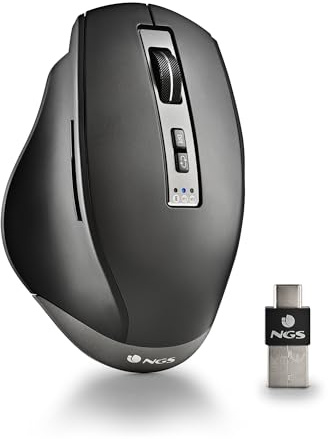 NGS Blur-RB- Souris sans Fil Rechargeable Multi-Appareils, avec Bluetooth 4.0/4.0, 800/1600/3200dpi, 10M de Distance, Couleur Noir