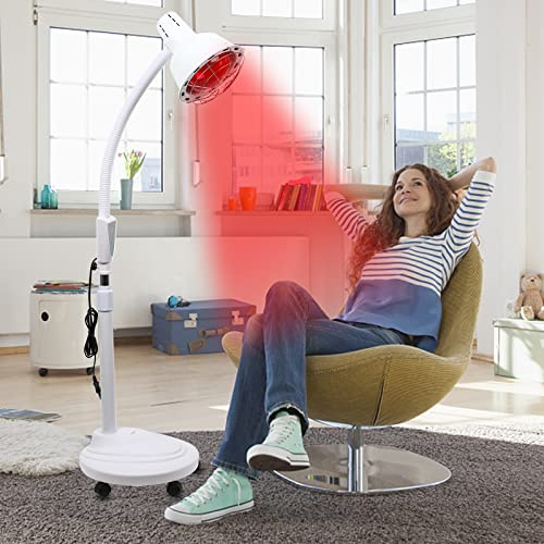 WMLBK Infraröd lampa, 360° rotation infraröda lampor 275 W infraröd värmelampa rött ljus infraröd lampa för sjukgymnastik behandling av förkylningar och muskelspänningar
