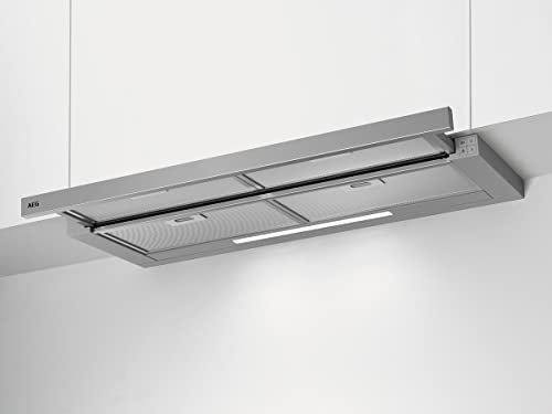 AEG DPB3940M Flachschirmhaube/Abluft oder Umluft / 90cm / Grau/max. 345 m³/h/min. 49 – max. 68 dB(A) / C/Kurzhubtasten/Grau