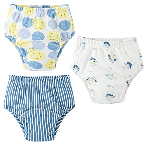 Yealoo Lot de 3 Culotte d'apprentissage en Coton pour Garçon Enfants Lavable et Réutilisable, pour l'Entraînement à la Propreté