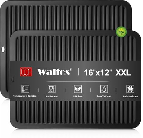 Walfos Large Silicone Trivet 16x12 Inch, Trivets for Hot Pots and Pans, Heat Resistant Pot Holders Hot Pads for Kitchen Quartz Countertops, Hot Dishes, 2 Pack