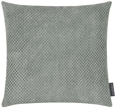 MAGMA Comodo Kissenbezug 50x50 cm - Salbei,- samtig weich kuschelig Cord Look, rechteckiger Kissenbezug, für Wohnzimmer, Schlafzimmer, Büro und Gästezimmer Waschbar