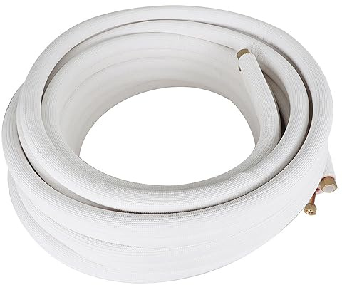 Timunr 50 FT Air Conditioning Copper Hose Hose Extension, 3/8 and 5/8 Inch Thickened Insulation Cotton Fit for Mini Split Air Conditioner with Nuts