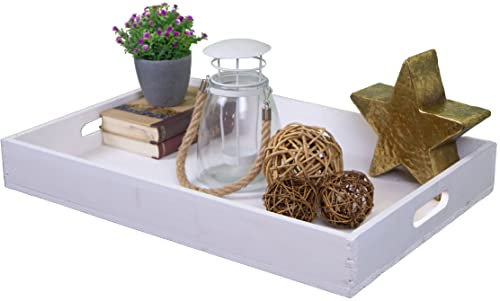 Serviertablett aus Holz 60x40x8cm Holztablett Frühstückstablett Dekotablett Tragetablett Präsentiertablett Bedientablett Servierunterlage Betttablett