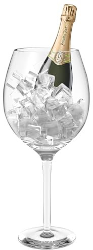 NiHome Artisan - Bicchiere da vino gigante in vetro soffiato a mano, per celebrazioni e raduni, altezza 38,1 cm, bocca 11,4 cm, design italiano, calici in cristallo di grande capacità, elegante vetro