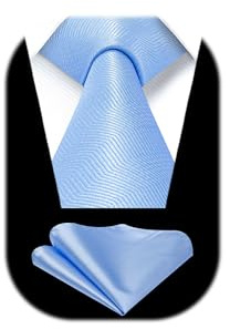 HISDERN Ties for Men Wedding Classic Tie and Pocket Square Set Solid Colour Necktie and Handkerchief Formal Elegant Business
