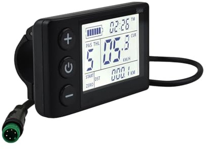 Vélo électrique S866 écran LCD, Compteur d'affichage de vélo électrique 5 Broches et connecteur étanche, d'ordinateur de vélo 24V 36V 48V de Vitesse odomètre Panneau de Commande pour Scooter/VTT