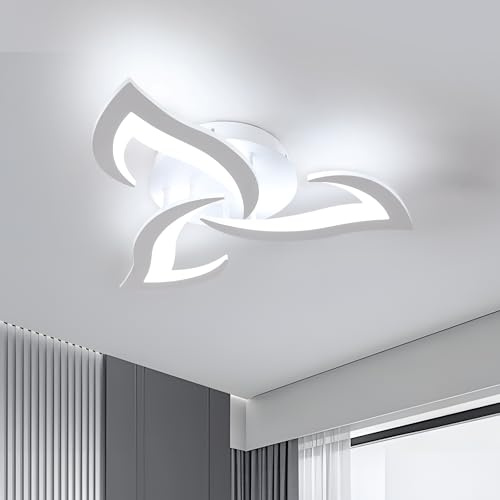 Dorlink LED Ceiling Light, 36W 3240LM Modern Design Ceiling Lighting, 3 Lights Living Room Ceiling Light Acrylic White Flower Fittings Ceilings for Bedroom, Kitchen, Dining Room 6500K Cool White