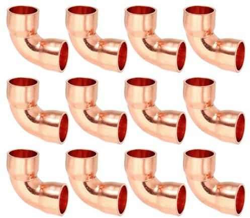 PATIKIL Raccordo in Rame a Gomito da 10mm Id e 1mm Spessore, 12pz Raccordo per Tubo in Rame Puro 99,9% Raccordo per Tubo a Raggio Corto con Connessione a Saldare per Hvac