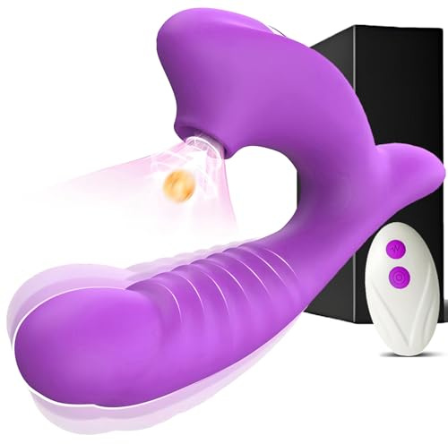 Vibradorador Mujer Juguetes Eróticos Pareja Sexuales 10×10 Modos Grande Dildo Realista Consoladores.. para Mujer con Vibradorador Succionador Clítoris Juguete Sexualmujer (SGB-88Morado)