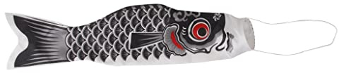 Fxzqgnh Japanischer Windsack – Hängedekoration – Langanhaltende, Leuchtende Farben – 10 Verschiedene Ausführungen, Mehrfarbig, 55cm schwarz