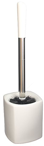 KW Luxury Ceramic/Porcelain/Stoneware Toilet Brush and Holder (Gloss White Square)