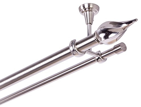 ASTA PER TENDA 25/16 mm 2 di Corsa Fissaggio a Soffitto Acciaio Inossidabile Effetto Metallo, 120
