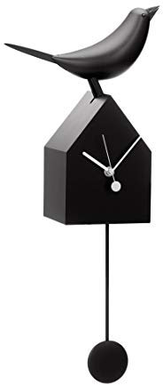Torre & Tagus 901658 Motion Vogelhaus Uhr mit abnehmbarem Pendel, schwarz