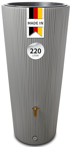 4rain Vaso Decor 2en1 Barril para Agua de Lluvia 220 L Gris Zinc