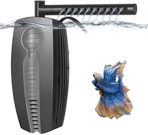 PYPABL 600L/H Filtre Réglable pour Aquarium, Filtre Intérieur Submersible 8W pour Eau Douce et Eau Salée, pour Aquarium de 30L-180Litres pour Poissons et Tortues