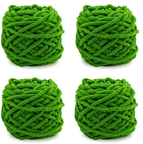 Strickwolle, 4 x 100 g, mehrfarbiges Strickgarn zum Häkeln, weiches, klobiges Garn für Garnprojekte, Plüschbälle, handgefertigte Taschen, Pullover, Schuhe, Mützen, Pullover, Decken, Schals