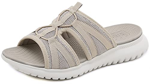 Acfoda Womens Sandals Summer Comfort Slides with Arch Support UK Size 3-8 | Ladies,Peep Toe,Slip-on,Soft Cushion,Orthotic Slippers,Casual Sport Daily