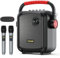 TONOR Máquina de Karaoke Portátil con 2 micrófonos, Karaoke Inalámbrico para Adultos con Batería de 5400mAh, Altavoz Bluetooth 5.0, Soporta BT/TF/USB/AUX, Sistema PA Recargable con TWS/FM/REC K7