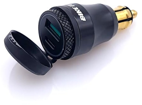 Bike It Motorcycle Hella DIN Plug Powerlet Charger PD USB Type C & QC 3.0 Charger Power Adapter with LED Display Compatible With Motorbike ATV Street Bike