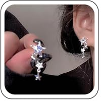 Wendalern Strass-Diamant-Kristall-Stern-Krabbler-Ohrringe Kleine Fünfzackige Baumel-Ohrringe Stern-Cluster Statement-Ohrringe Y2k Schmuck Für Frauen Und Mädchen