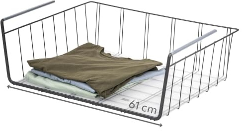 eluno Cesta grande para armario, cesta colgante con estante y protección contra arañazos, organizador grande para espacio de almacenamiento adicional, adecuado para armarios (gris)
