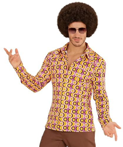 W WIDMANN MILANO Party Fashion - Mode Festive - Chemise années 70, Chemise pour Homme, Style Disco, Costumes de Carnaval