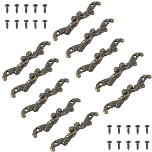 GORGECRAFT 10 Juego de Tiradores Decorativos Antiguos de Bronce Y Metal, Pomos Vintage, Manijas para Armarios Centrales de Cocina, Cajones, Aparadores, Muebles, Armarios