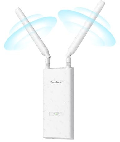 BrosTrend AC1200 Repeteur WiFi Extérieur Longue Portée avec Port POE Gigabit, Amplificateur Sans Fil Exterieur Double Bande 867Mbps 5GHz & 300Mbps 2,4GHz, IP65, Répéteur WiFi pour Jardin, Yard, Caméra
