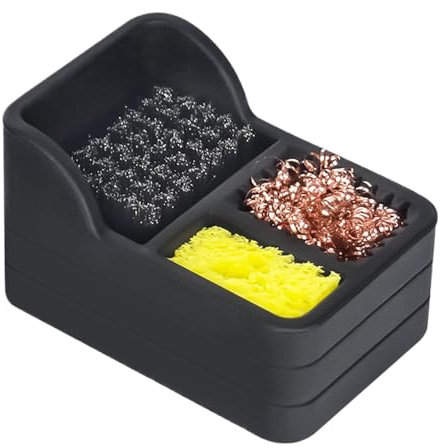 Fer à souder, nettoyeur de pointe, nettoyant de rinçage en laine de laiton, brosse de nettoyage en acier dense, résistant hautes températures, pas besoin d'eau, 8,9 x 5,8 x 4,7 cm, pour la maison