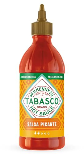 Tabasco Salsa Picante est une sauce épaisse et piquante de style mexicain, aux épices puissantes et au piquant doux - idéale pour les plats tex-mex, présentée dans un flacon doseur pratique.