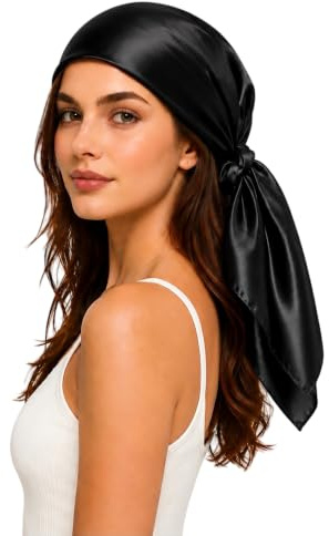 PoeticEHome mullbärssilke huvudduk för kvinnor 90x90cm, Klass 6A enfärgad sömn hårduk med frizskydd, hårväxt bandana presentfärdig