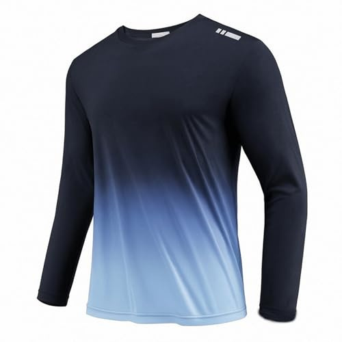 PINSPARK - Camiseta deportiva de manga larga para hombre, protección UPF50+ contra rayos UV, protección solar, camiseta funcional, de secado rápido, transpirable, para entrenamiento, fitness y running