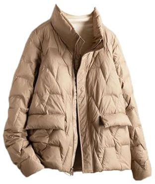 Women's Thin Duck Down Coat Winter Slim Fit Casual Jacket Basic Style Parka with Functional Pockets