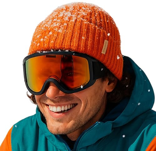 TOP-EX DryKnitâą Waterproof L/XL/XXL Winter Fleece Lined Beanie Hat for Men Women Warm Knit Watch Skull Cap Cold Weather (US, Alpha, Medium, Large, Orange (Beacon))
