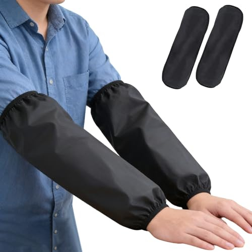 ApexPine 1 Pair Waterproof Arm Sleeves for Kitchen Cleaning Gardening | 1 pair reusable black waterproof arm sleeves, protective arm covers for kitchen dishwashing cleaning gardening daily use