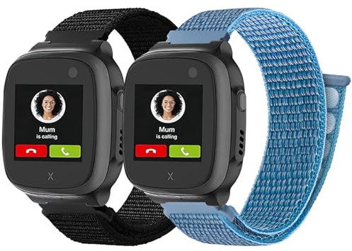 2 Bracelets en Nylon 16mm Compatibles avec Xplora X5 Play/Kidzi/XGO 2/XGO 3 | Accessoire pour Montre Connectée Enfant Confortable Etanche Ajustable Remplacement pour Filles Garçons
