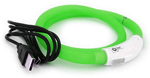 PRECORN LED USB-C Silikon Hundehalsband grün Halsband Hund Katzenhalsband Leuchthalsband für große kleine Hunde aufladbar